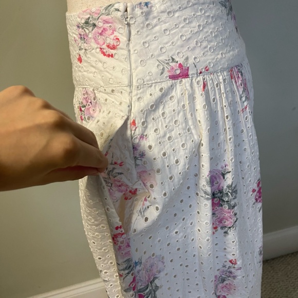 LoveShackFancy Aventi Gathered Floral Print Cotton Skirt - Size 2 - Picture 6 of 12